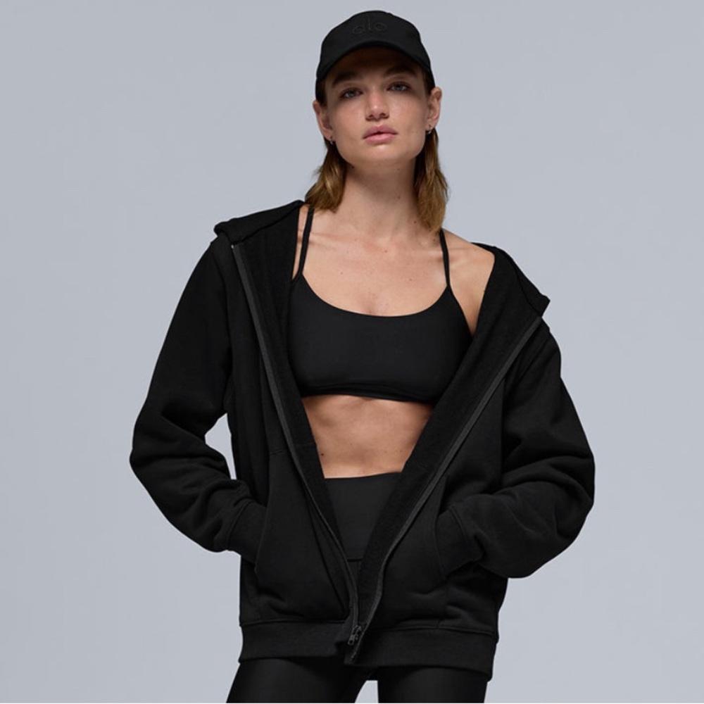 ALO Yoga Renown Heavy Weight Full Zip Black Hoodie